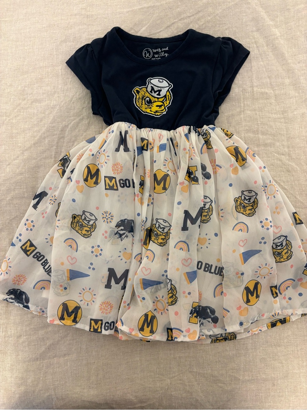 Wes and Willy Girls 4T Michigan Wolverines Fit & Flare Graphic Print Dress